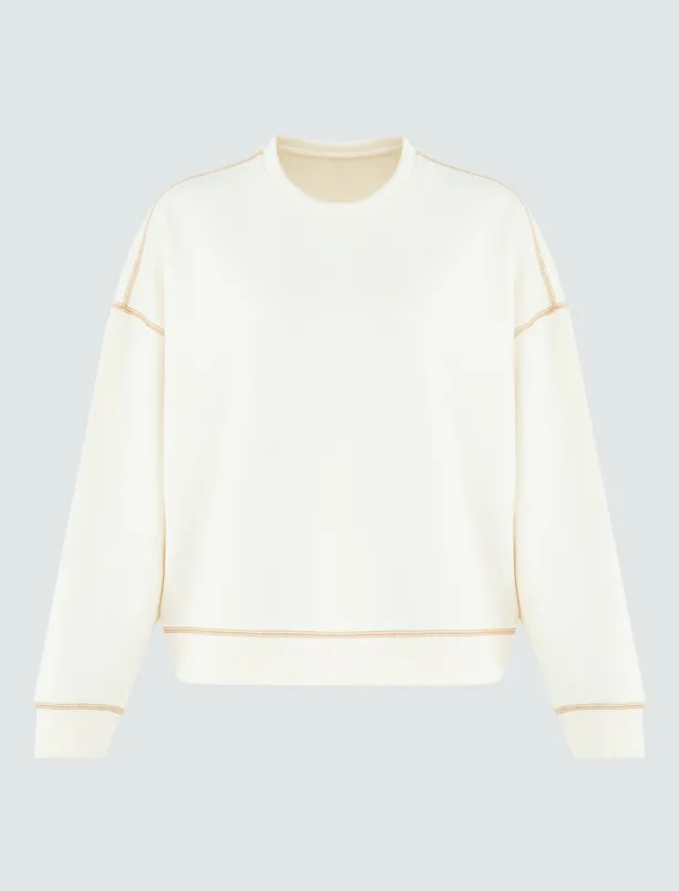 Bayan  Bisiklet Yaka Uzun Kollu Modal Sweatshirt