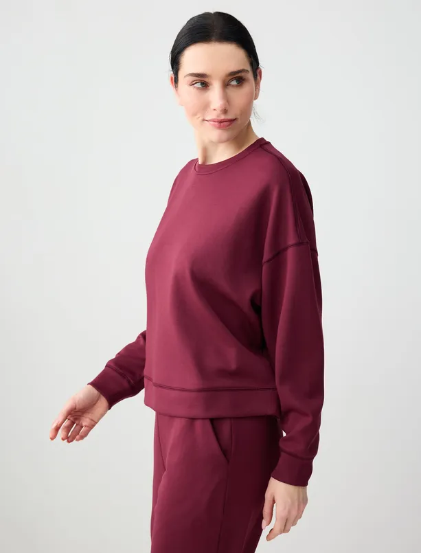 Bayan  Uzun Kollu Bisiklet Yaka Modal Örme Sweatshirt