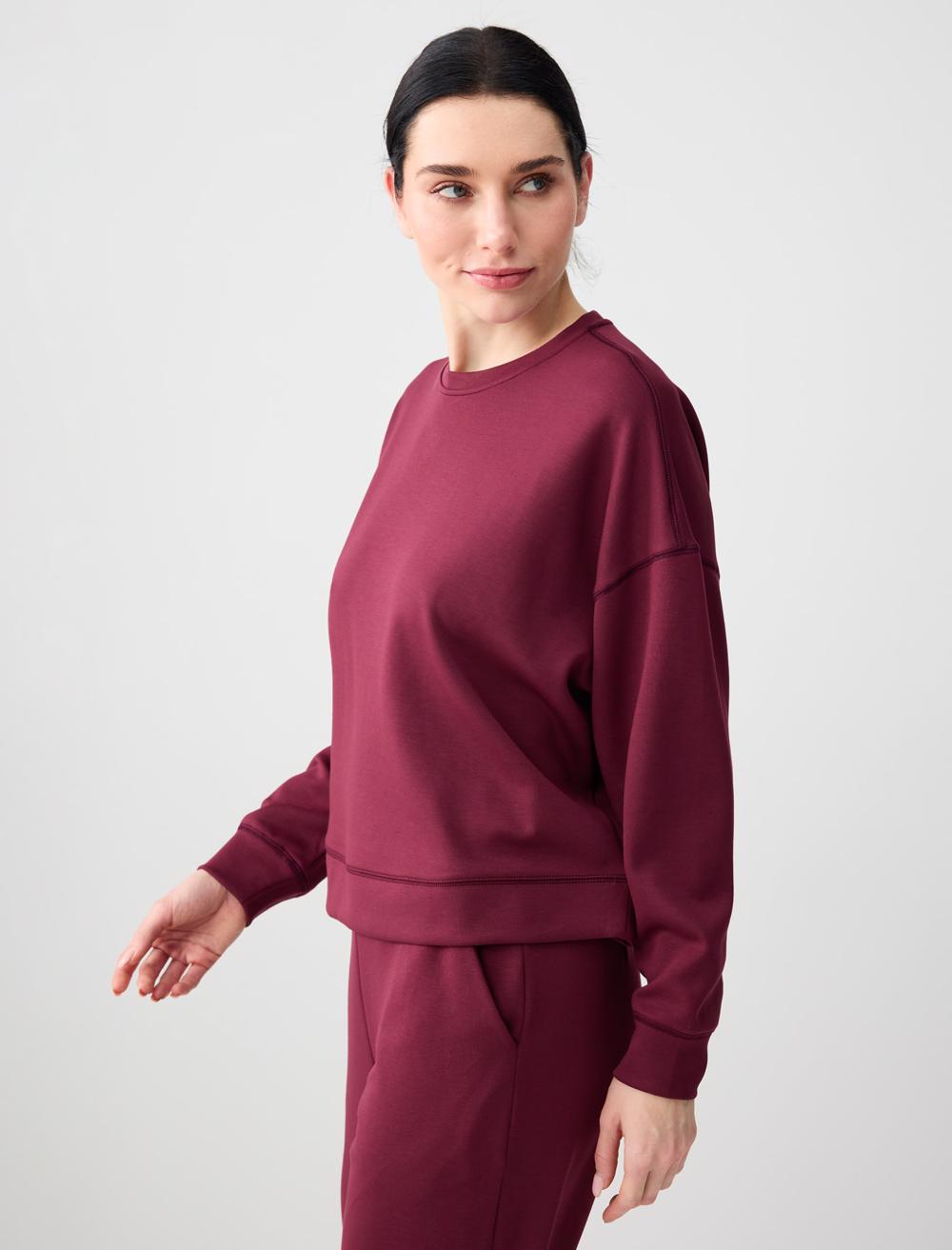 Uzun Kollu Bisiklet Yaka Modal Örme Sweatshirt