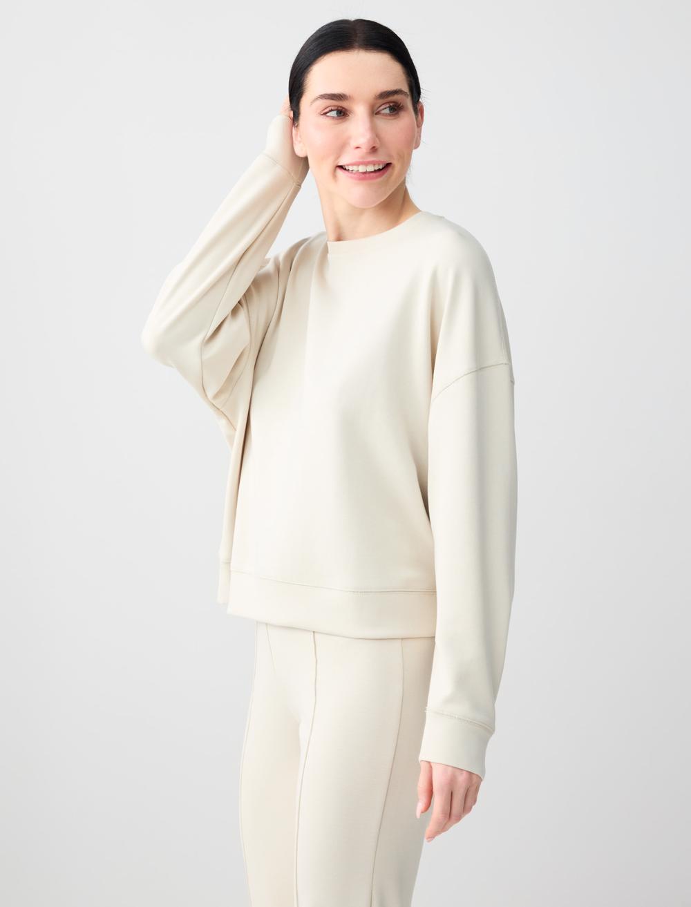 Uzun Kollu Bisiklet Yaka Modal Örme Sweatshirt