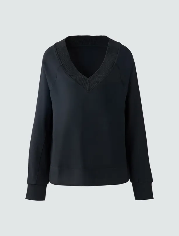 Bayan  Uzun Kollu V Yaka Örme Modal Sweatshirt