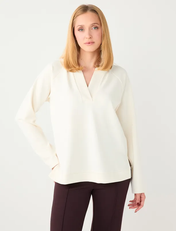 Bayan  Uzun Kollu Kapüşonlu Örme Sweatshirt