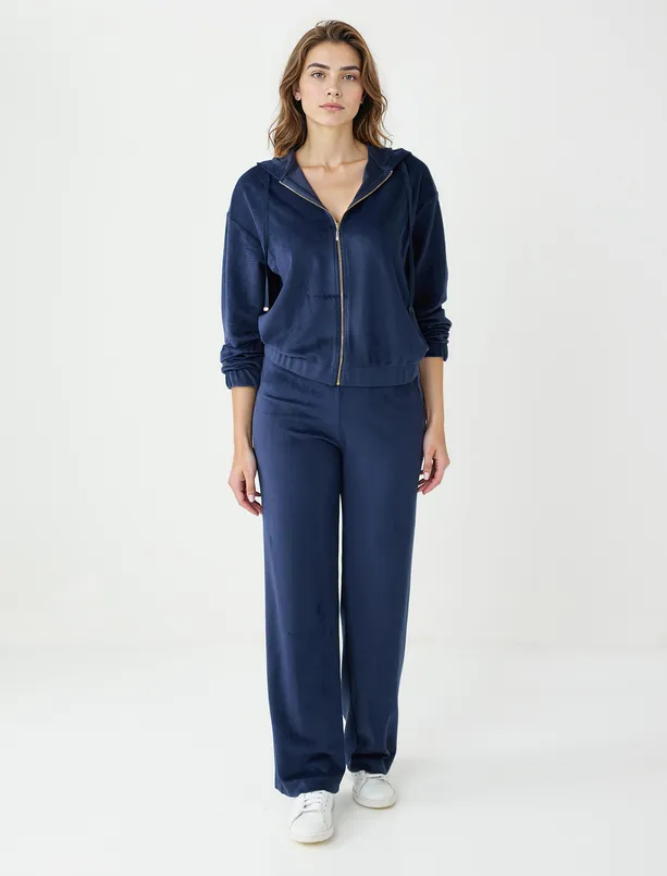 Bayan  Uzun Kollu Kapüşonlu Polar Örme Sweatshirt