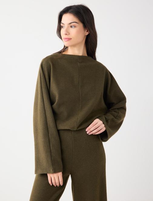  Yumuşak Dokulu Bol Paça Örme Pantolon