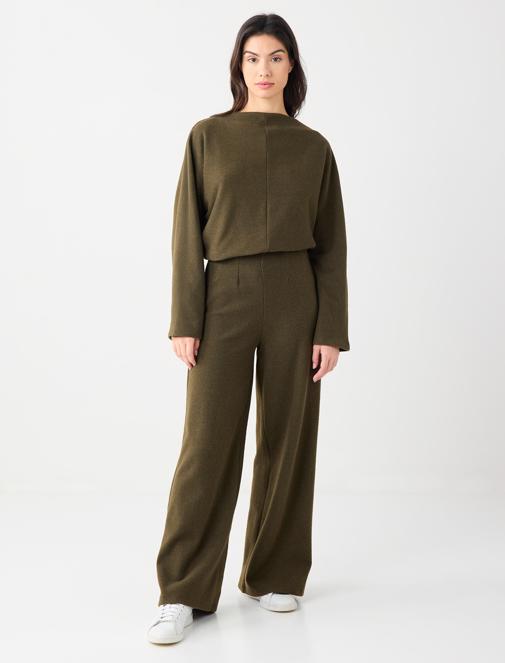  Yumuşak Dokulu Bol Paça Örme Pantolon