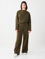  Yumuşak Dokulu Bol Paça Örme Pantolon