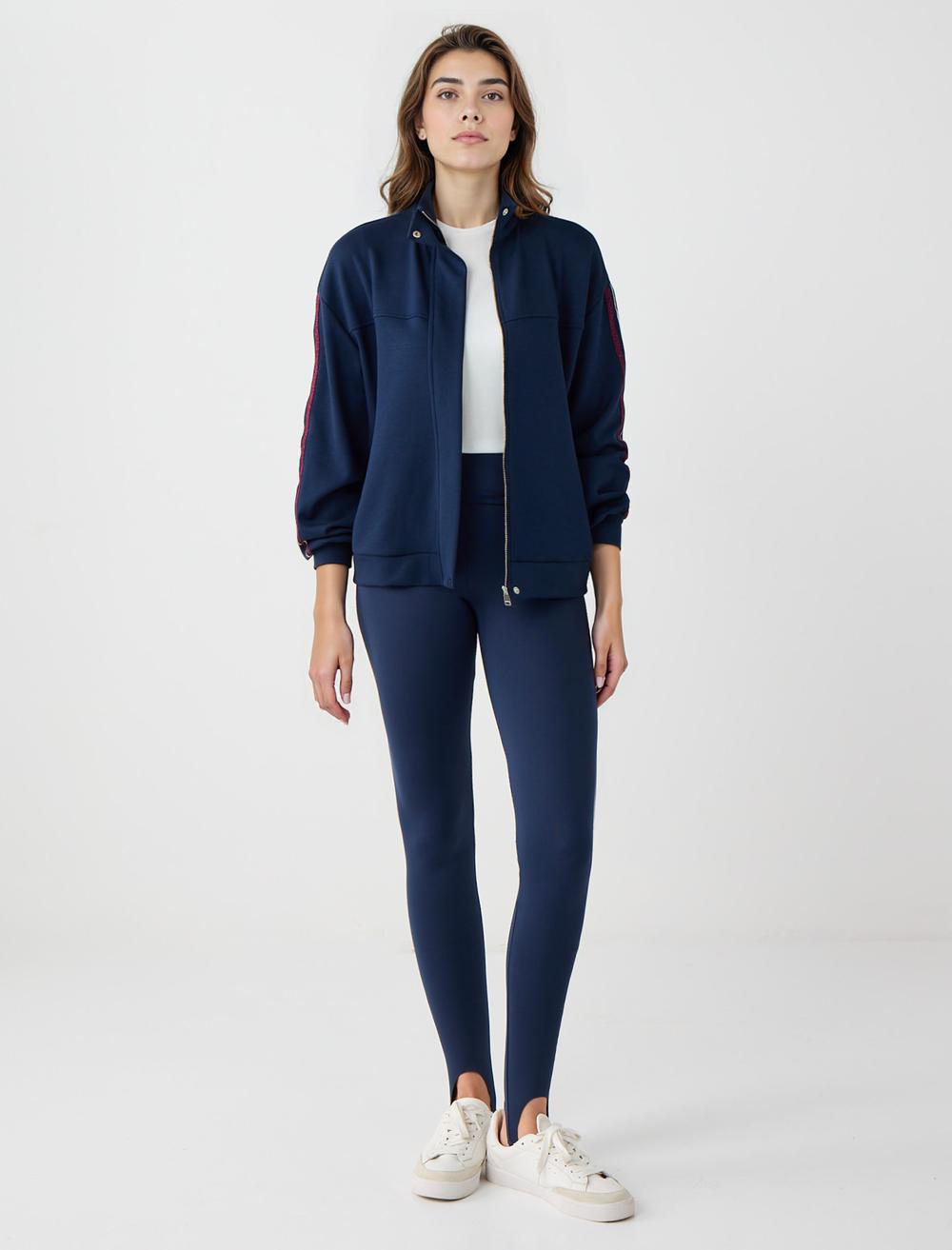 Dar Kesim Yüksek Bel Lastikli Paça Örme Tayt