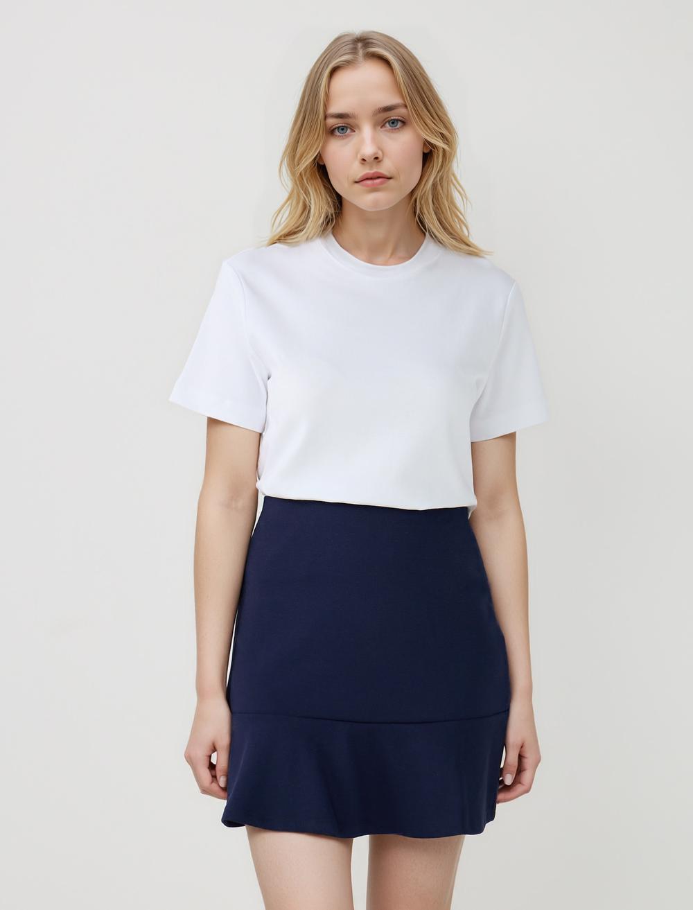 %100 Pamuk Kısa Kollu Basic Örme Tişört