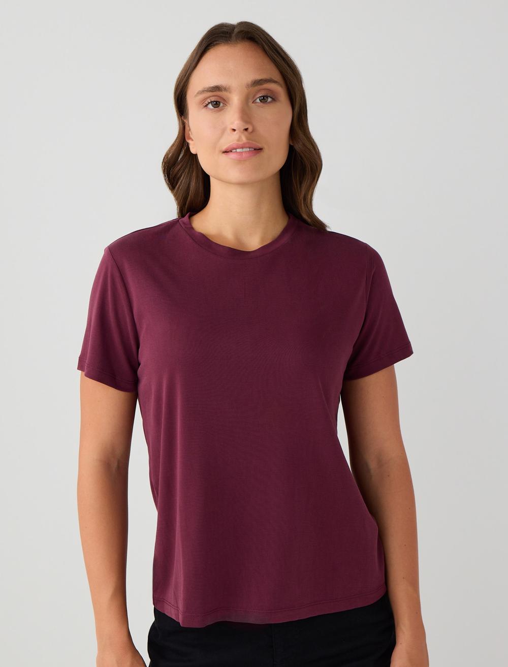 Düz Kesim Bisiklet Yaka Kısa Kollu Basic Tişört