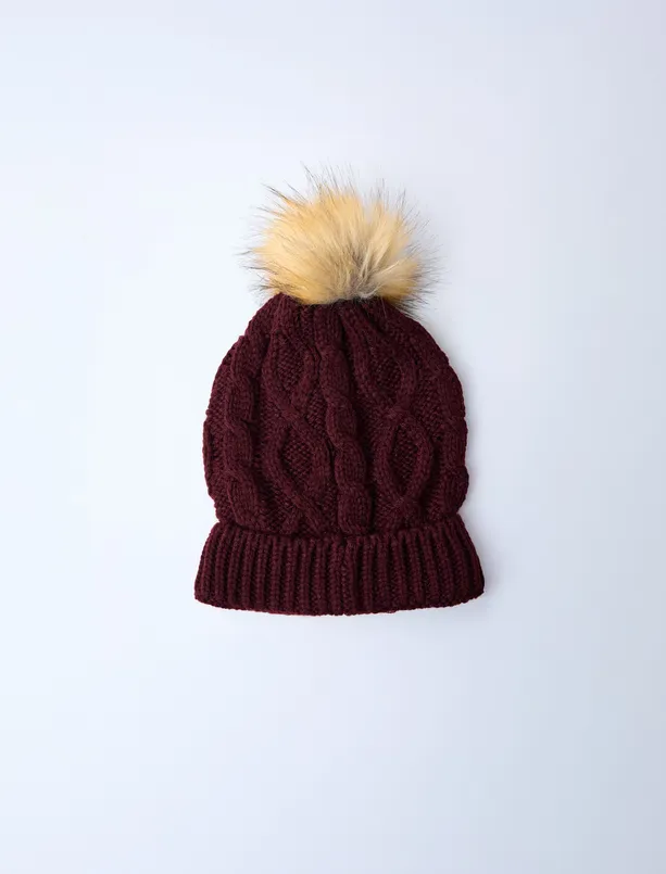 Women  Hair Braid Patterned Pompom Detailed Beret