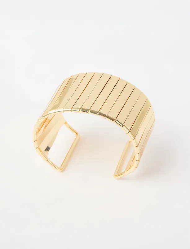 Women  Cuff Bracelet with Shiny Ribbon Detail