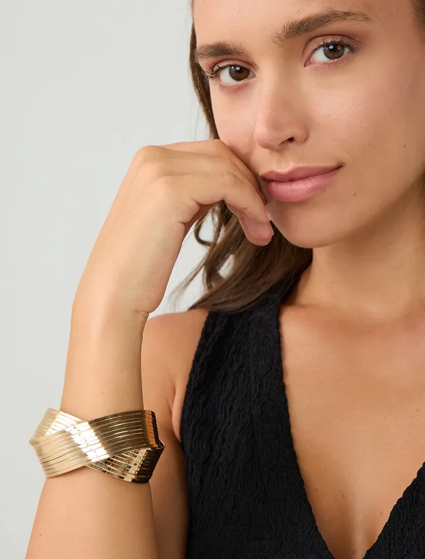 Women  Shiny Dual Cuff Bracelet