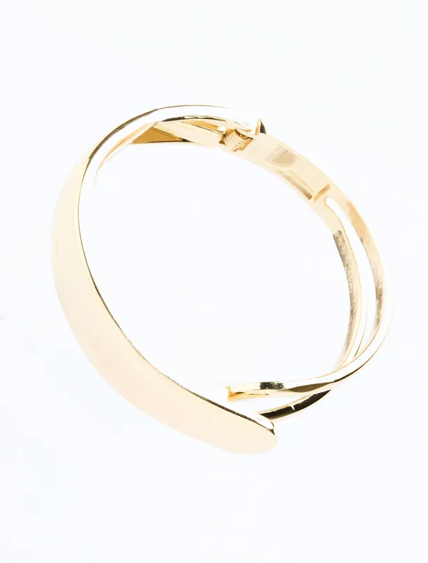 Bayan Sarı Altın Kaplama Parlak Kelepçe Bileklik