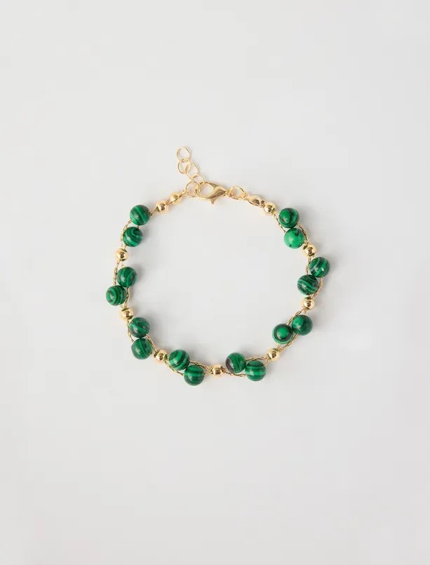 Bayan  İnci Detaylı Altın Kaplama Ayarlanabilir Bileklik