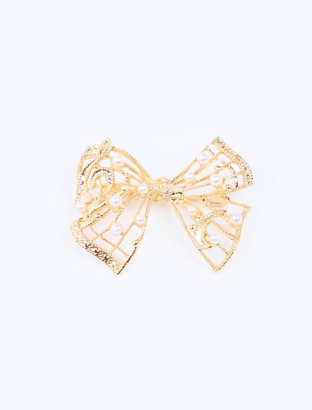 Fiyonk Figürlü İnci Detaylı Broş