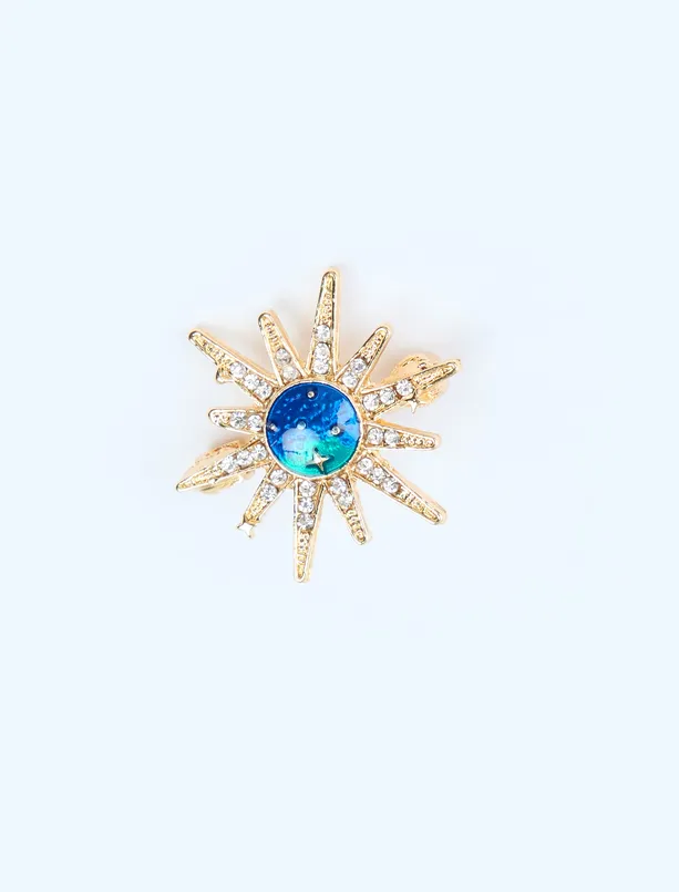 Women Yellow Sun Figured Brooch
