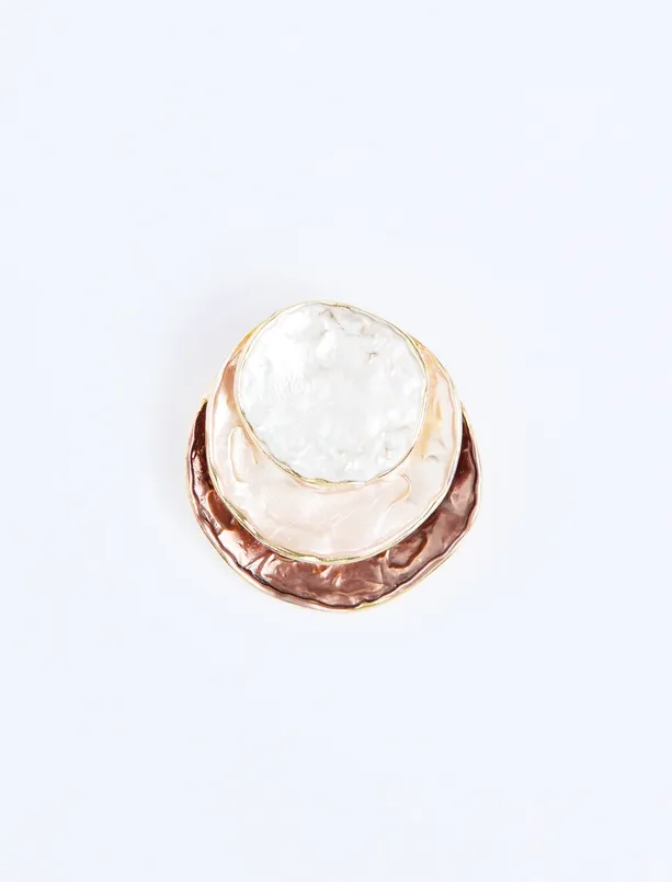Bayan  Mine Detaylı Oval Broş