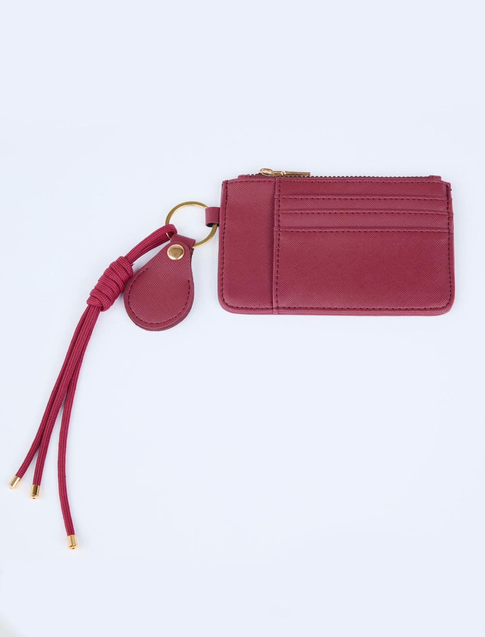 Deri Görünümlü İp Detaylı Fermuarlı Cüzdan