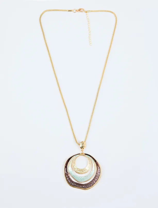 Bayan Beyaz Üçlü Oval Figürlü Ayarlanabilir Kolye