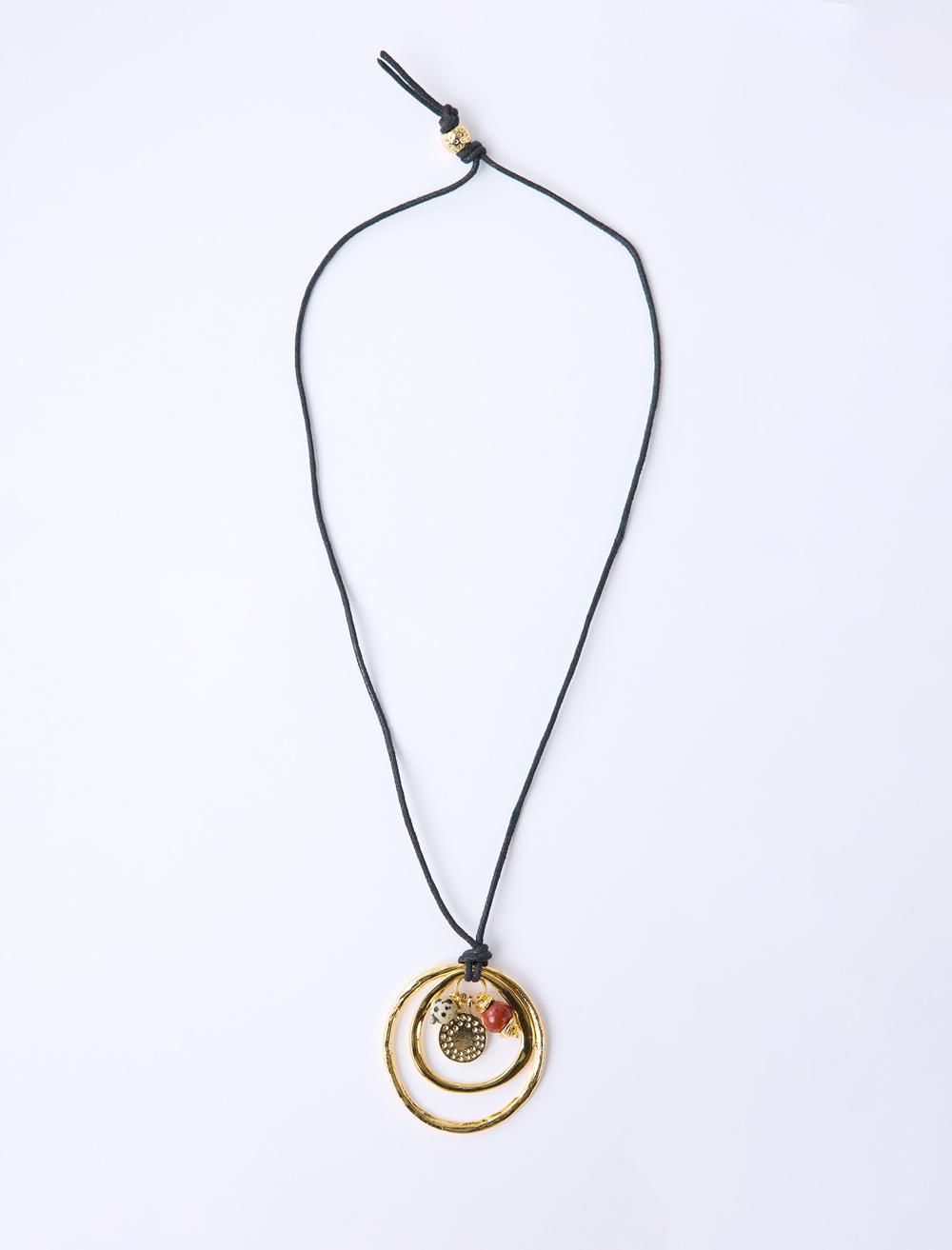 Oval Figürlü Doğal Taş Detaylı Kolye