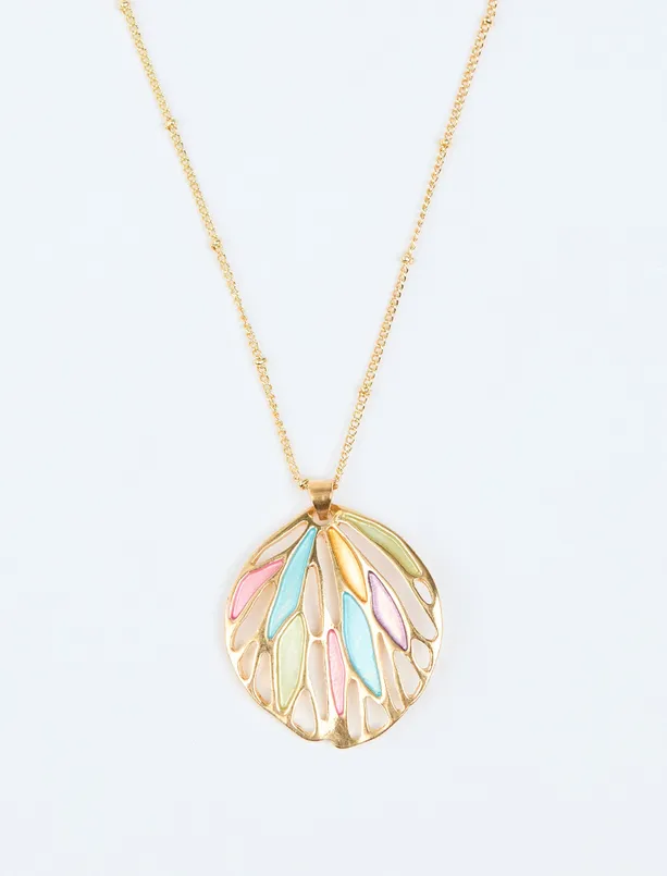 Bayan Karışık Mine Detaylı Oval Figürlü Ayarlanabilir Kolye