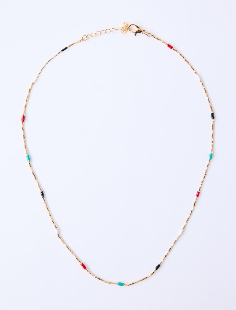 İnci Detaylı Renkli Taşlı Kolye