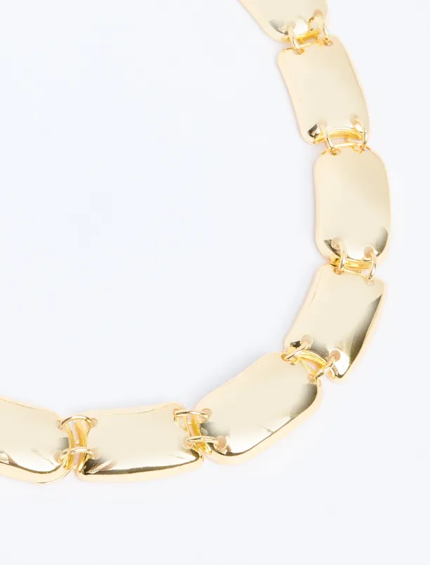 Women Yellow Metal Rectangular Adjustable Necklace