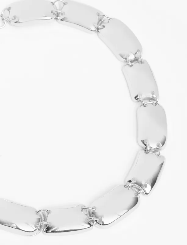 Bayan Gri Metal Dikdörtgen Formlu Ayarlanabilir Kolye