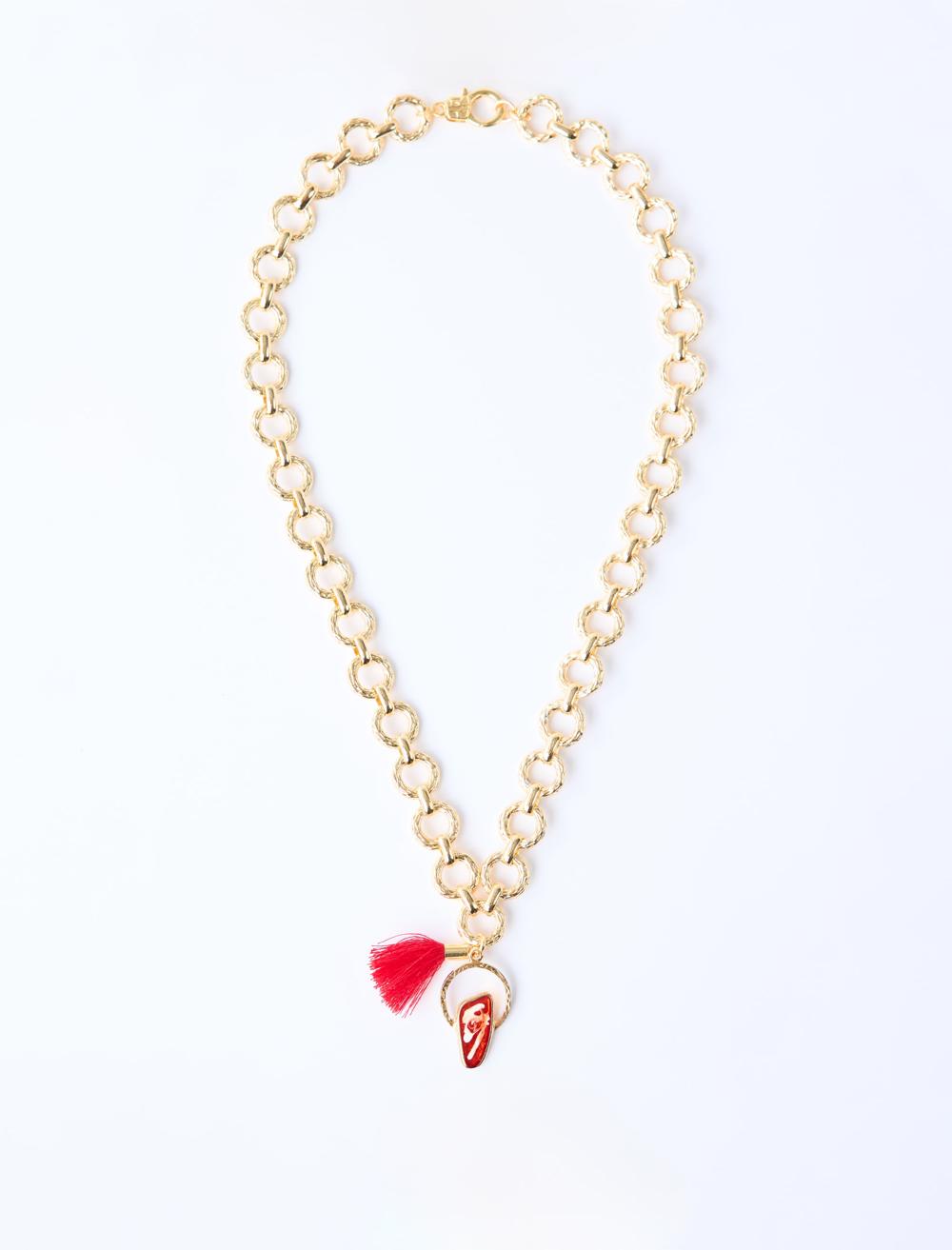 Püskül Detaylı Kalın Zincir Kolye