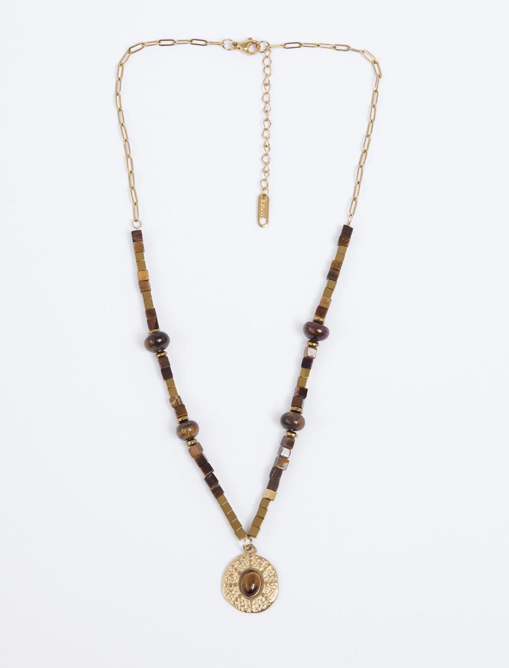 Etnik Figürlü Taşlı Kolye