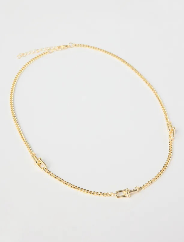 Bayan Sarı Kanca Detaylı Ayarlanabilir Kolye