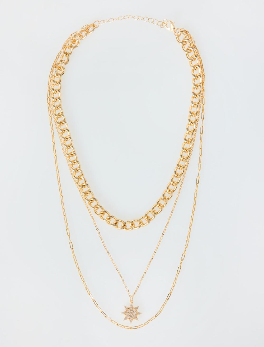 Yıldız Figürlü Üçlü Zincir Kolye