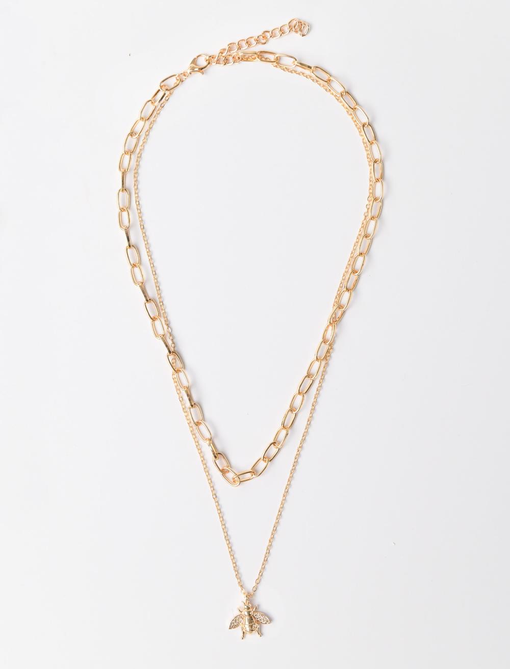 Arı Figürlü İkili Zincir Kolye