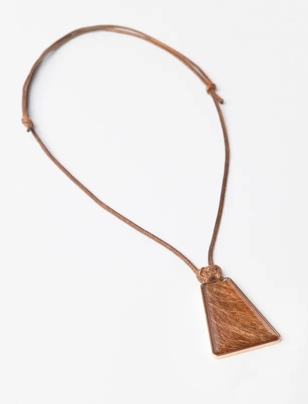 Bayan Kahverengi Büyük Asimetrik Figürlü Kolye