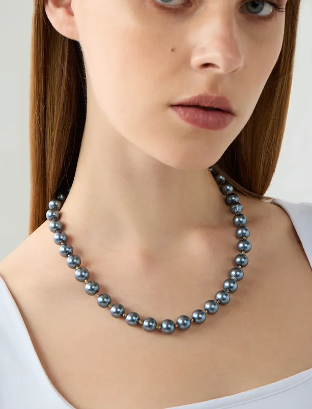 Women  Gold Plated Necklace with Glass Pearl Detail