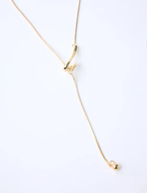 Bayan Sarı Burgu Figürlü Uzun Ayarlanabilir Kolye