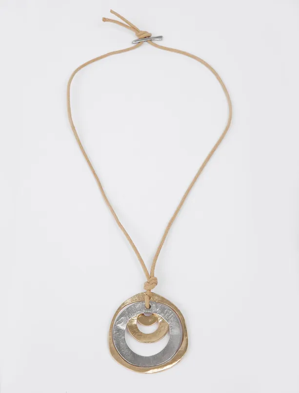 Women Yellow Long Necklace with Multiple Round Figures
