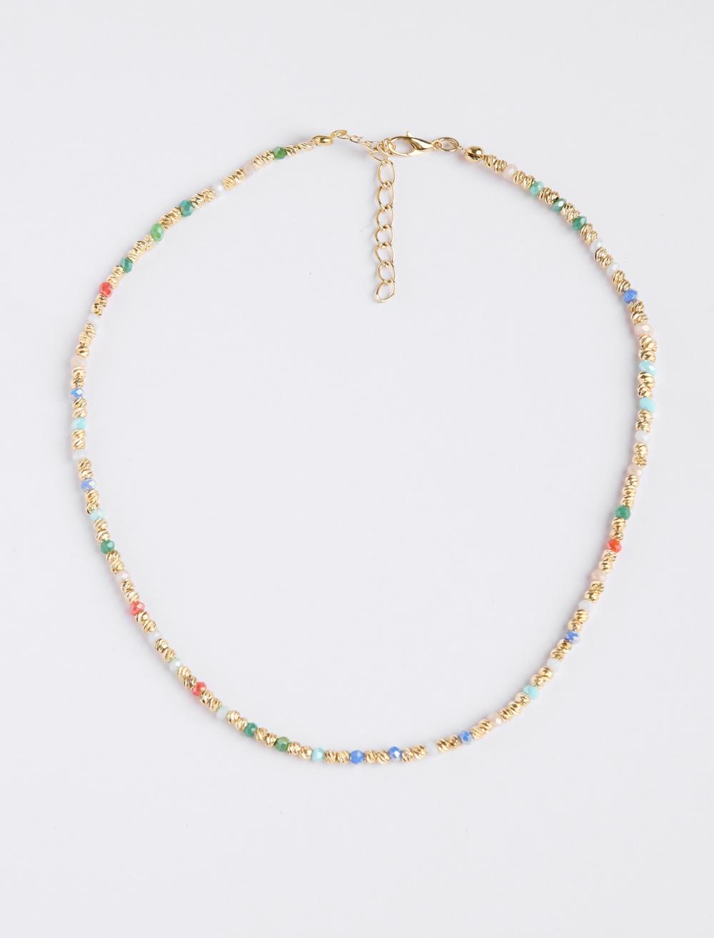 Parlak Taşlı Altın Kaplama Ayarlanabilir Kolye