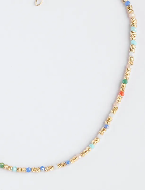 Bayan Sarı Parlak Taşlı Altın Kaplama Ayarlanabilir Kolye