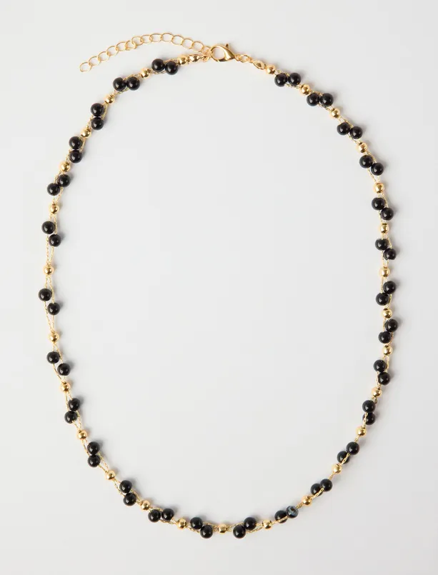 Bayan  İnci Detaylı Altın Kaplama Ayarlanabilir Kolye