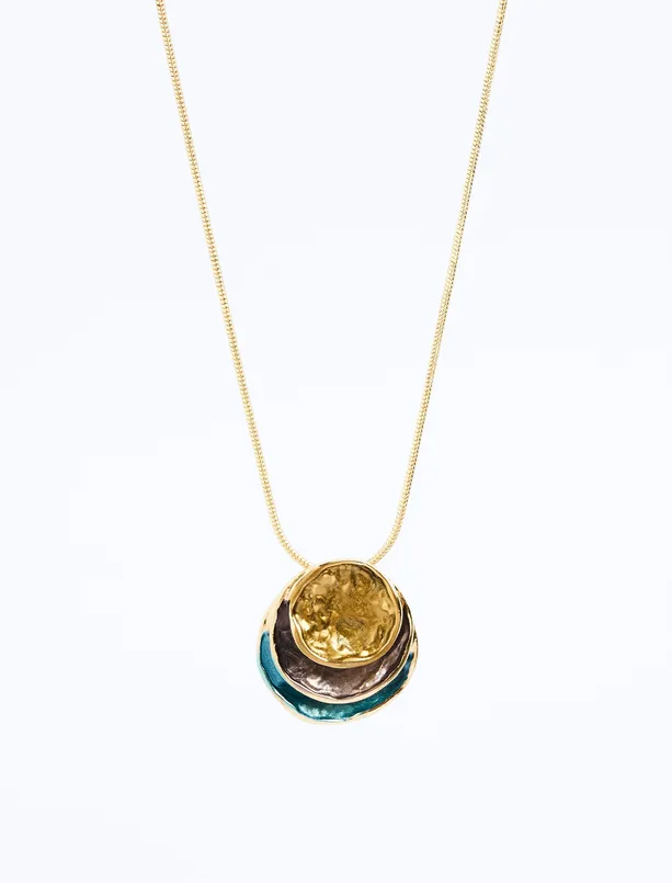 Women Green Round Figured Colorful Adjustable Necklace