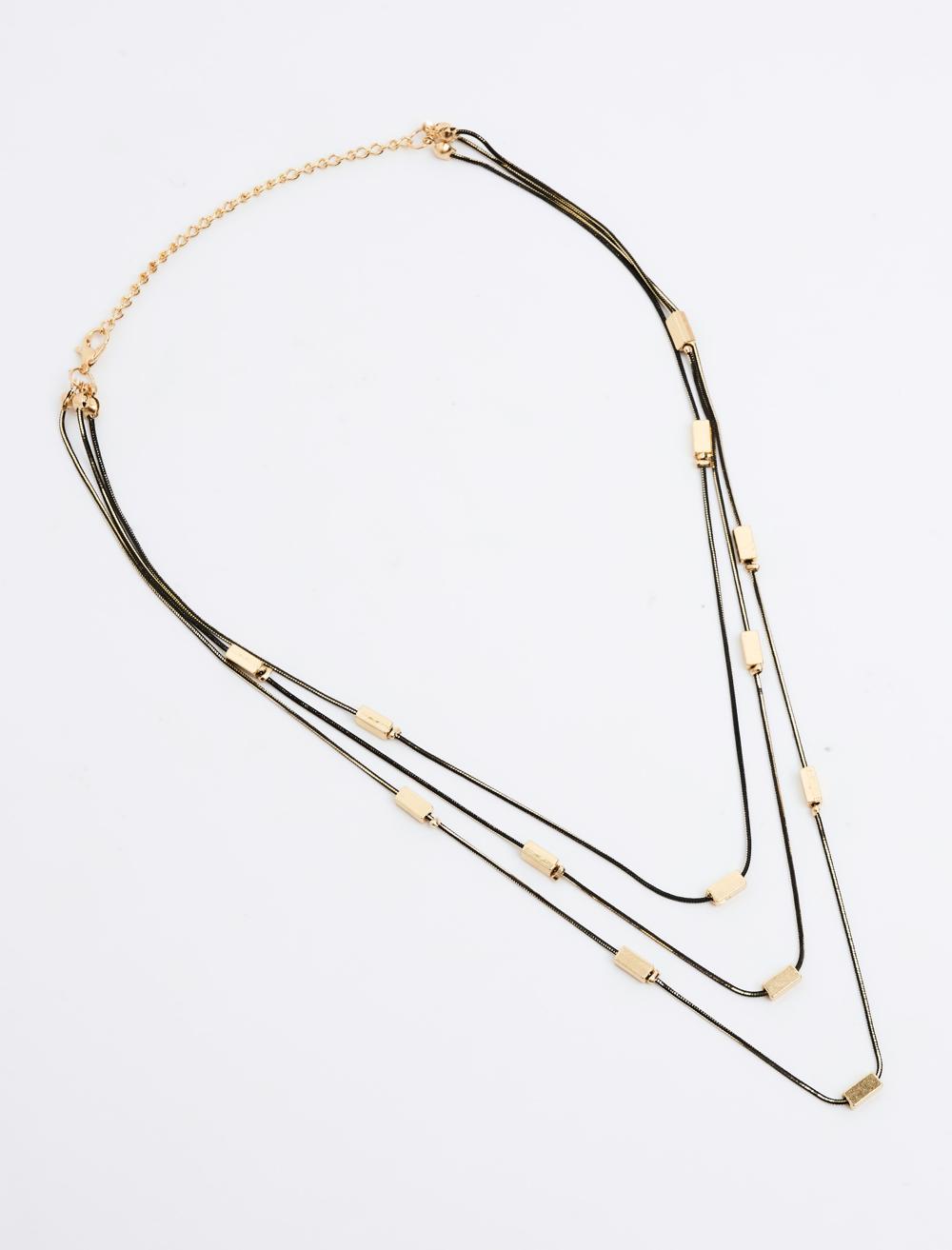 Dikdörtgen Figürlü Üçlü Ayarlanabilir Kolye