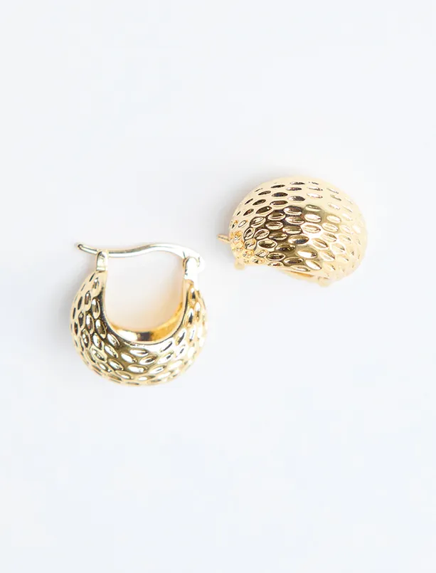 Bayan Sarı Dokulu Modern Küpe