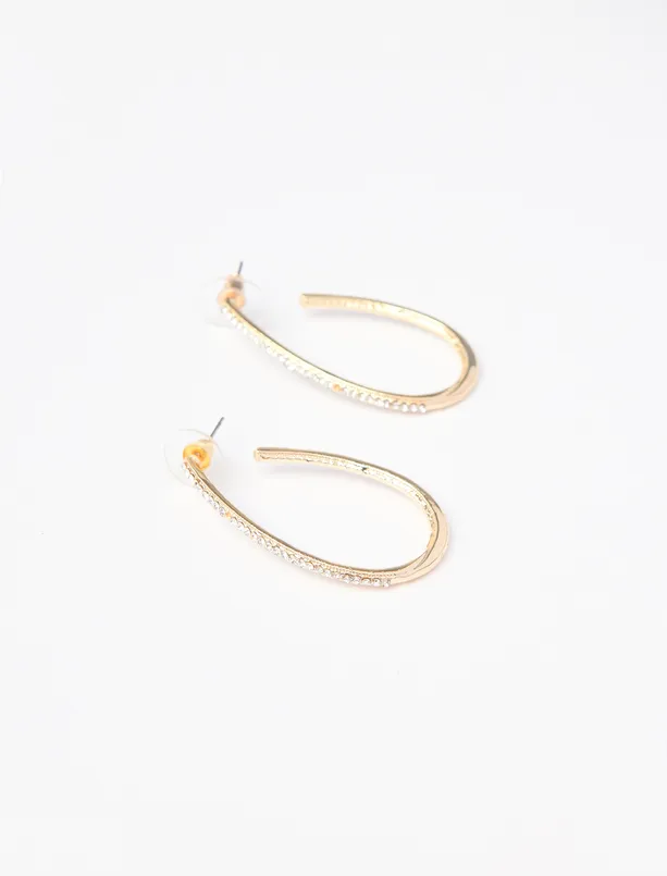 Bayan  Parlak Taş Detaylı Büyük Halka Küpe