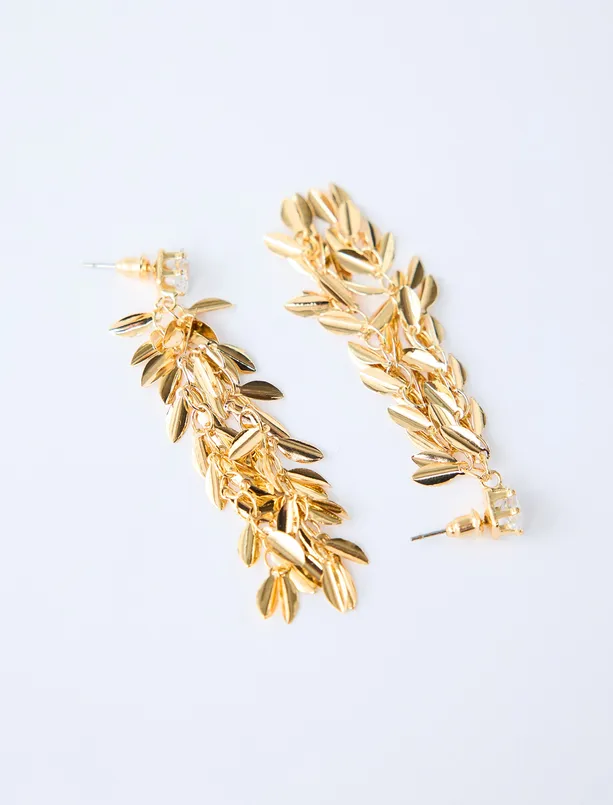 Bayan Sarı Parlak Sallanan Küpe