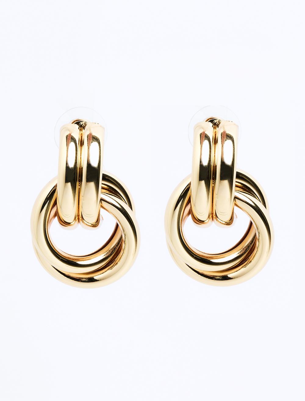 Yuvarlak Figürlü Parlak Metal Küpe