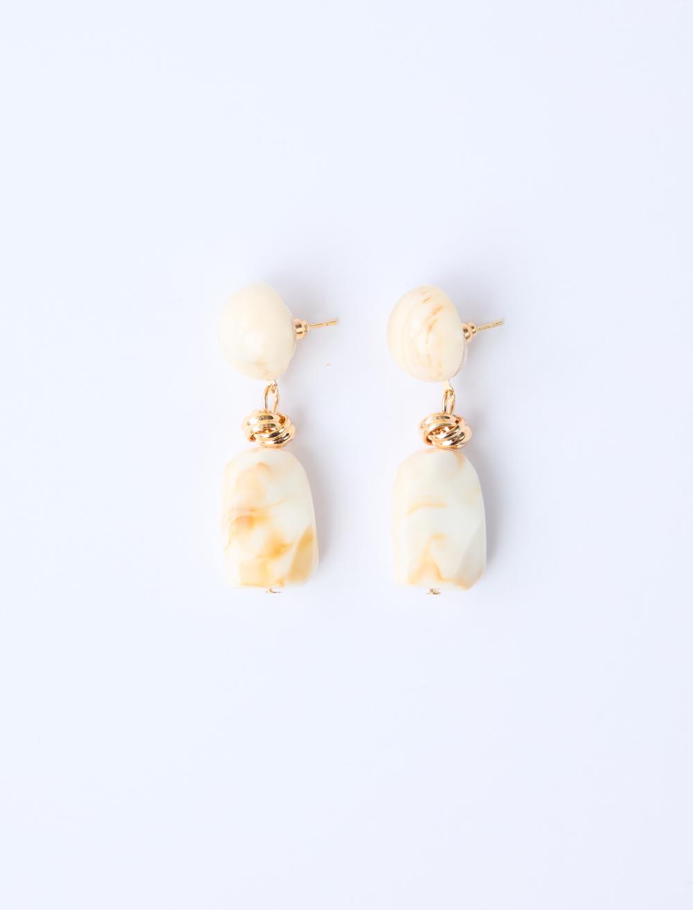 Mermer Görünümlü Sallanan Zarif Küpe