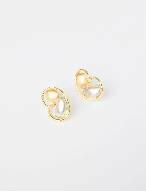 Bayan  Mine Detaylı Asimetrik Figürlü Küpe