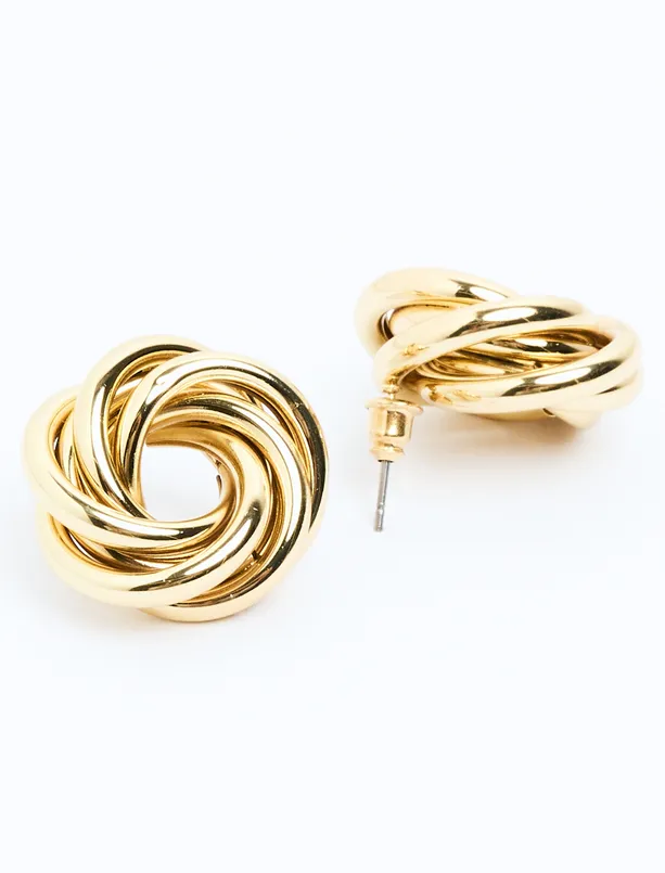 Bayan Sarı Burgu Desenli Modern Küpe