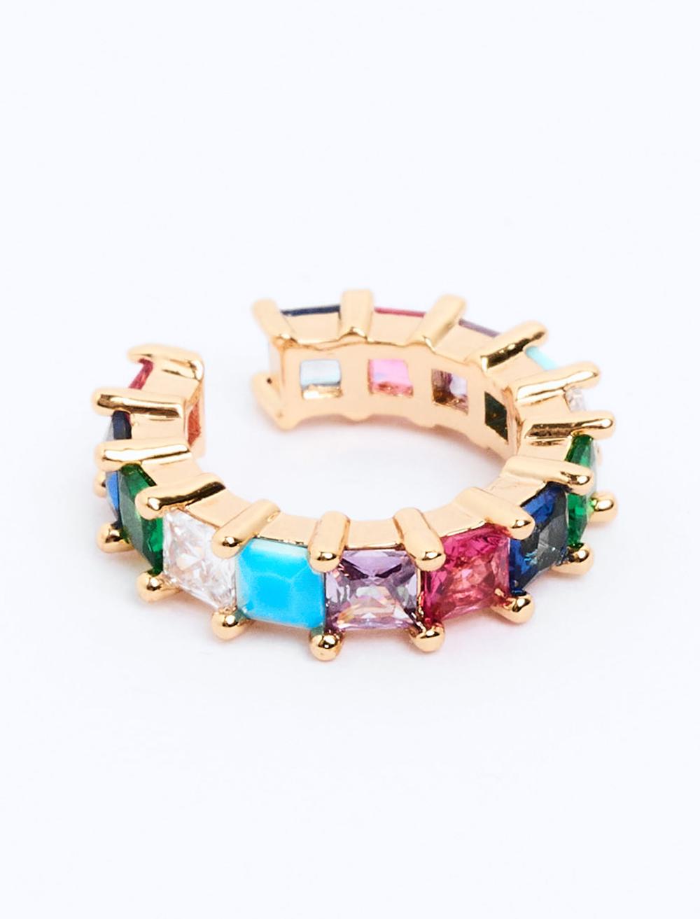 Parlak Taş Detaylı Kıkırdak Küpesi